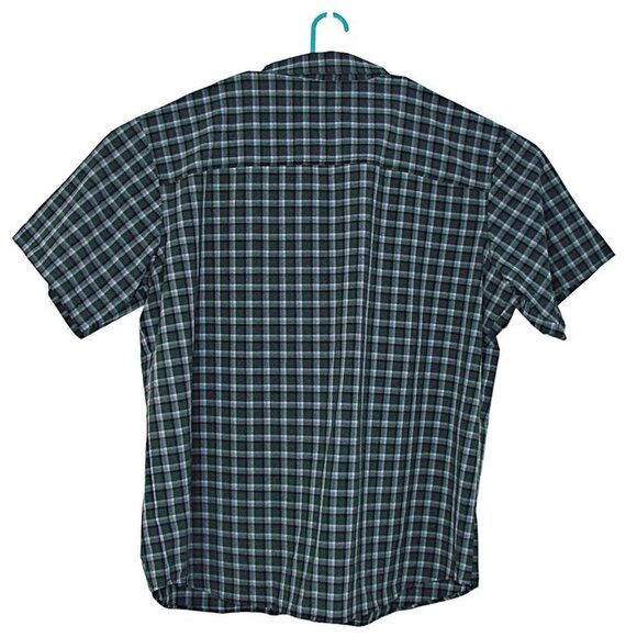 Columbia Mens Gray Black Plaid Checkered Pocketed Button Up Work Dress Shirt XXL - Picture 2 of 10